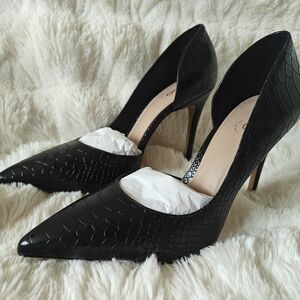 Aldo Black Crocodile-Patterned Heels